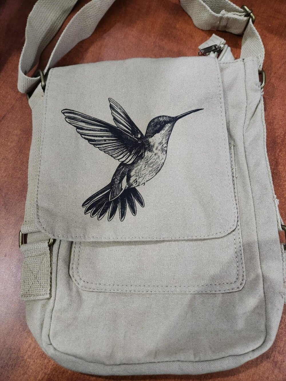 Hummingbird Canvas Crossbody Bag Bird Print Messenger Purse